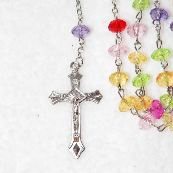 HOST PICK Immaculate Heart of Mary Multicolor Rosary Beads Crucifix with Case - Picture 12 of 13